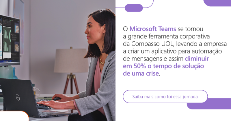 MicrosoftBr's tweet photo. A #CompassoUOL, empresa que oferece soluções tecnológicas, adotou o #MicrosoftTeams como principal ferramenta entre seus mais de 6 mil usuários, além de ser a interface que organiza todo o processo de suporte de tecnologia e atendimento ao cliente. Confira 👇