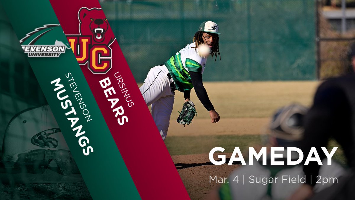 GoMustangSports's tweet photo. Stevenson Baseball (@StevensonBSB) continues the home stand with a three-game series vs Ursinus!
โ๏ธ: 2pm
๐๏ธ: Sugar Field
๐: https://t.co/LBVyXGpTdF
#d3baseball #MACbsb #StangNation https://t.co/Hg62GE8Ouz