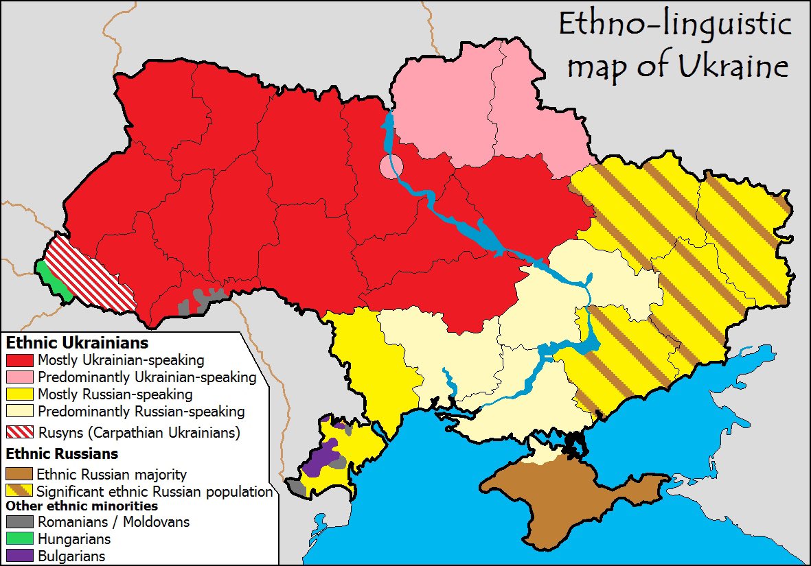 ConnorG38542376's tweet photo. @GEO102SUNY This map shows the ethnic divide of Russians and Ukrainians  in Ukraine https://t.co/1lZy5HzgQD https://t.co/6WwLkXVZkG