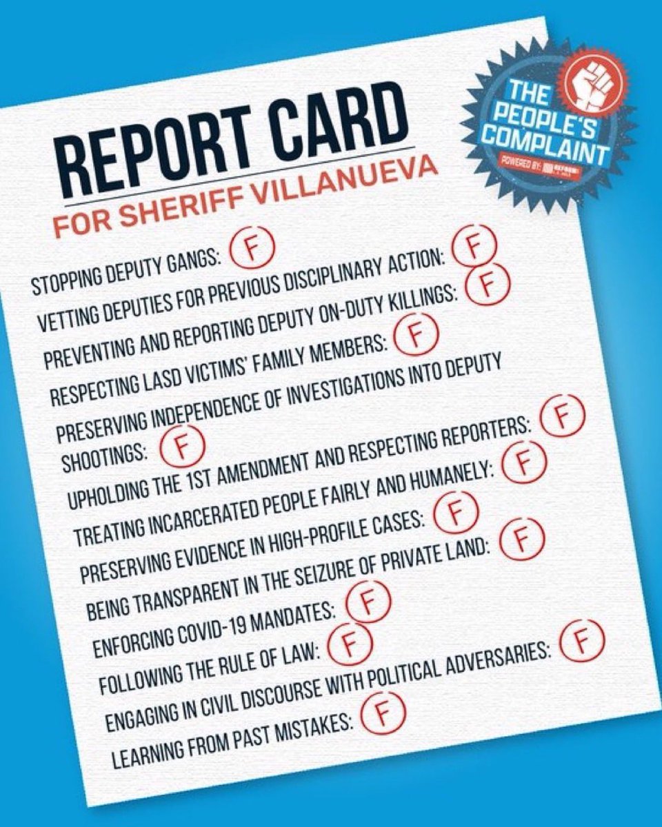 ReformLAJails's tweet photo. It’s been two years since WE passed #MeasureR and Sheriff Villanueva has failed to uphold the basic tenets of the law…he has failed the people of Los Angeles. 

Join us at https://t.co/bV35Y4iQwU and hold him accountable.
@PplsComplaint https://t.co/4z4C38evcU