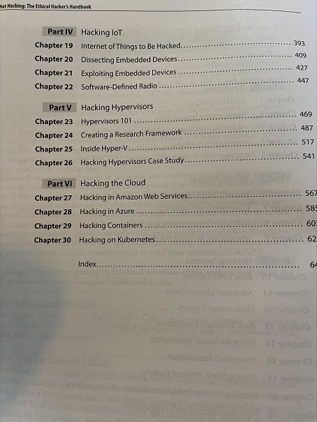 Just got the physical copies of Gray Hat Hacking 6th ed. in the mail! A few people were asking about the ToC. Here it is... I'm going to think of a way to give a couple copies away soon. I'll tweet when I figure that out!
