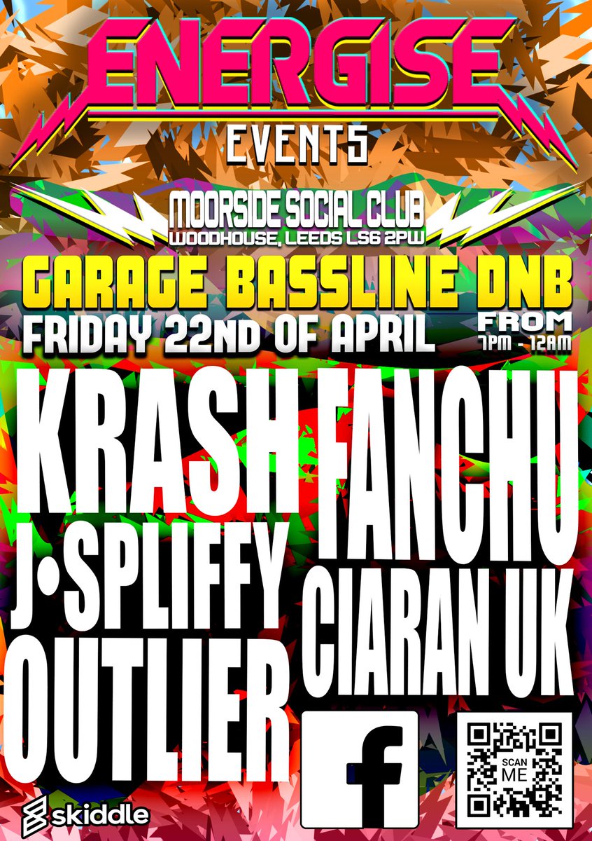 energise_events's tweet photo. EnergiseEvents launch party!22/04/22 come dance with us as we bring you the best up and coming talent in Leeds 🕺🏻💥
Tickets from £5 and cheap drinks all night 🍻  18+
https://t.co/X3gyEHBY0e https://t.co/ZGR4cxpffG