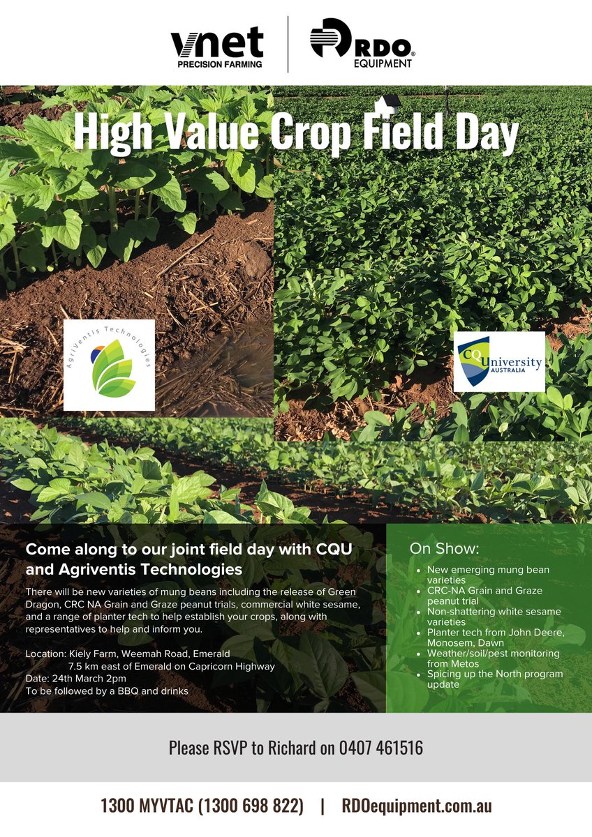 Richard Weston (@richardweston_1) on Twitter photo Lock in the date it is going to be a busy afternoon with plenty to see, crops, planters, weather/soil/pest monitoring plus talks on emerging crops <a href="/VnetPrecisionAg/">VNET Precision Farming</a> <a href="/RDOequipmentAU/">RDO Equipment Australia</a> <a href="/CQUniAg/">CQUni Agriculture</a> <a href="/MetosANZ/">MetosANZ</a> @ploddingnutter #Agriventis Lock in the date it is going to be a busy afternoon with plenty to see, crops, planters, weather/soil/pest monitoring plus talks on emerging crops <a href="/VnetPrecisionAg/">VNET Precision Farming</a> <a href="/RDOequipmentAU/">RDO Equipment Australia</a> <a href="/CQUniAg/">CQUni Agriculture</a> <a href="/MetosANZ/">MetosANZ</a> @ploddingnutter #Agriventis