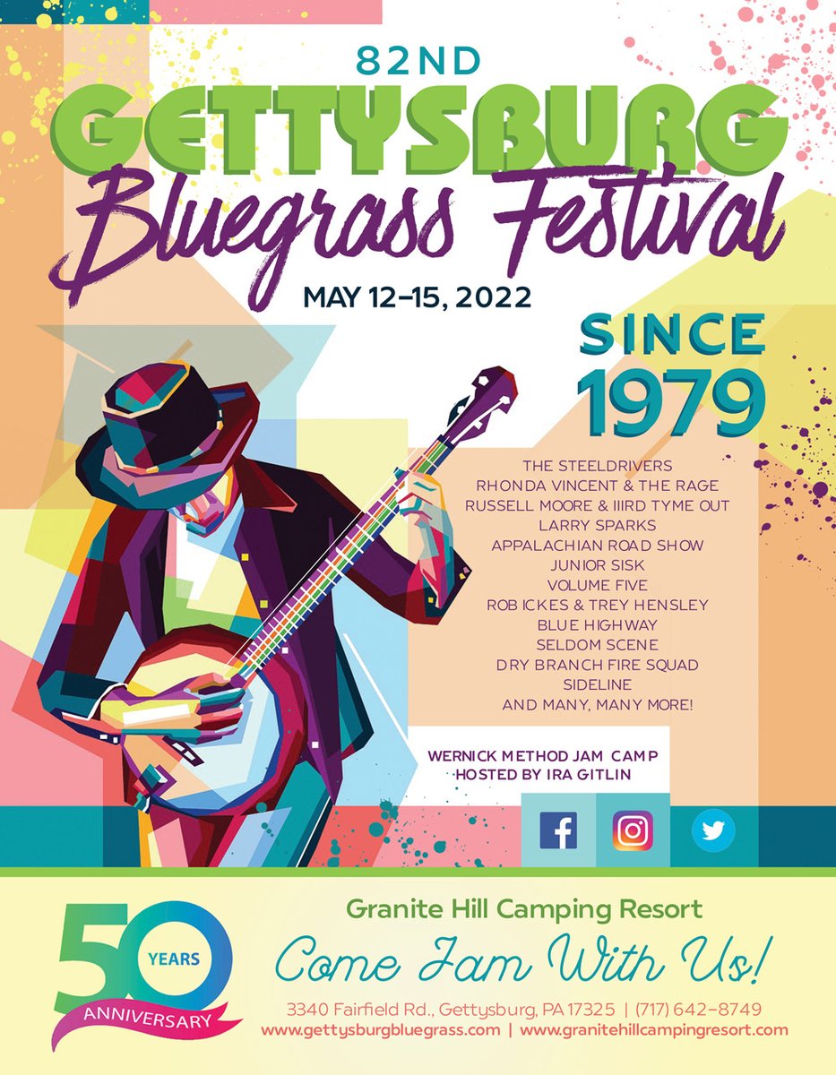 50th Camping Season, 82nd Gettysburg Bluegrass Festival, and lots of special events! 🌸 - mailchi.mp/granitehillcam…