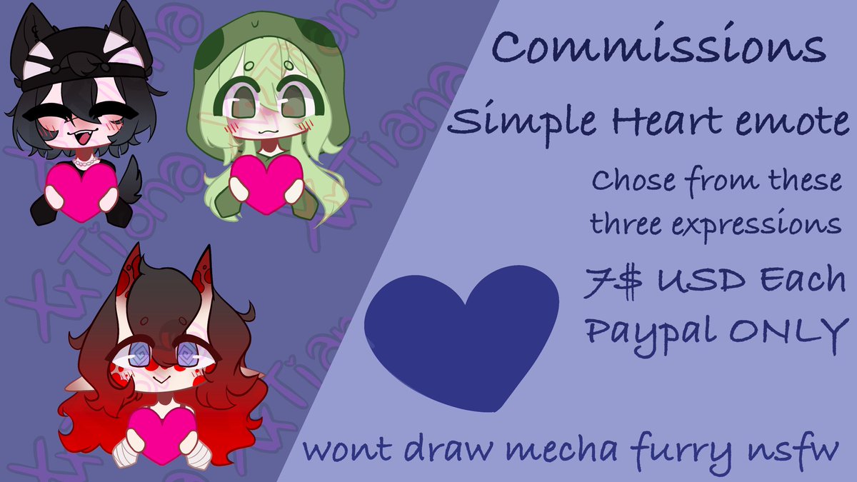 _XxTiana's tweet photo. RTS APPRECIATED!

Simple heart emote commissions are open <3

Dm if interested https://t.co/p20It725JR