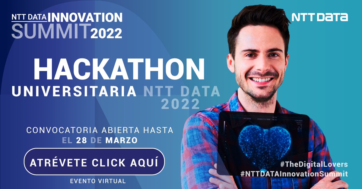 Universitarios de Colombia 🎓 buscamos a los mejores talentos digitales del país para que se unan a nuestra #HackathonNTTDATA en el marco del #InnovationSummit Colombia 2022.
⏰ Convocatoria abierta hasta el 28 de marzo ⏰ 

Atrévete aquí: nttdatatalentinnovation.com
#NTTDATAColombia