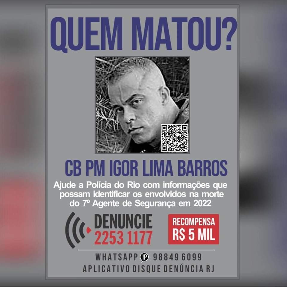 DDalertaRio's tweet photo. Se você sabe #quemMatou o CB @PMERJ Igor Lima Barros; assassinado, na manhã de hoje (03), durante uma operação no Parque das Missões, aqui em Caxias, #denuncie 👌

📞21.2253 1177
📱 #WhatsApp 21.98849 6099 / #app "Disque Denúncia RJ"

Gradicida,
#Dora https://t.co/clEO3N34nj