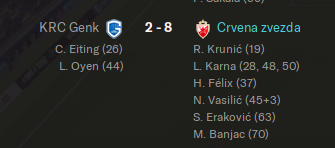 HoodGamingUK's tweet photo. I'd 8-2 be a KRC Genk fan right now @DemandMoreFM...

Your boys took one hell of a beating! 

Second leg incoming #FM22 

https://t.co/JEWIzrFwiy https://t.co/oSWiN7FAL5