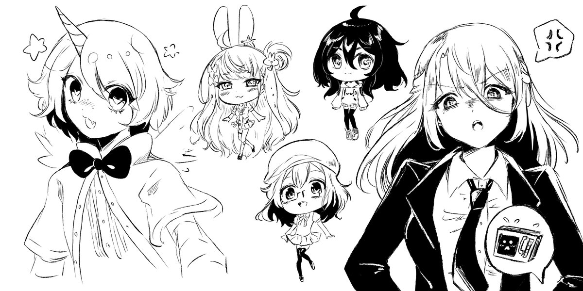 Wow so many sketch requests today, thank you so much for the stream!! Had so much fun drawing these, see y'all tomorrow for some manga drawing too! 💖 