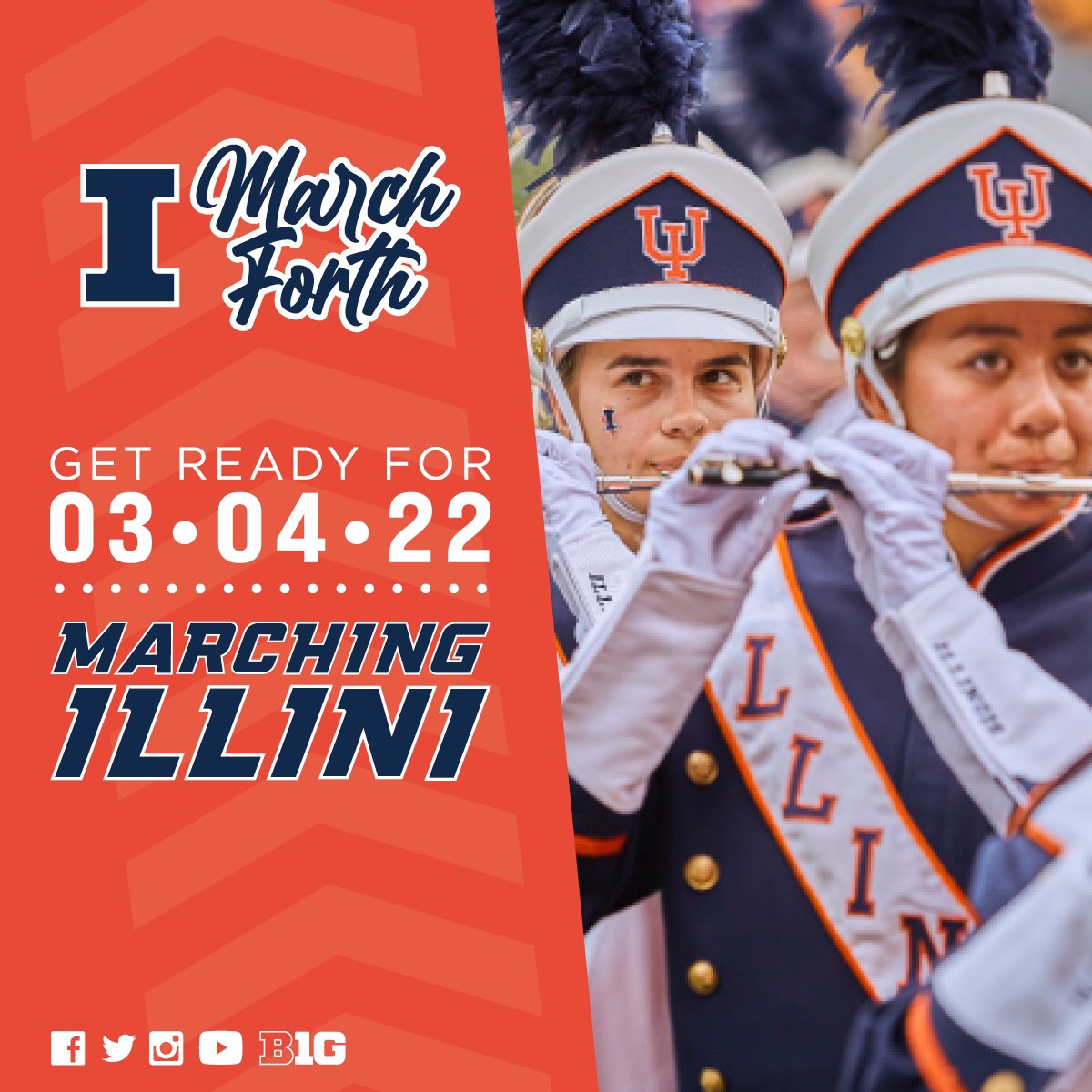 MarchingIllini's tweet photo. Tomorrow is the B1G Day! Join us for our 24 Hour Giving Day that specifically benefits the Marching Illini! Our goal is to generate 500 gifts throughout the day. Please help us March Forth on March 4th! Kick off is midnight!!! #MarchForth https://t.co/zLMjpnYxnq