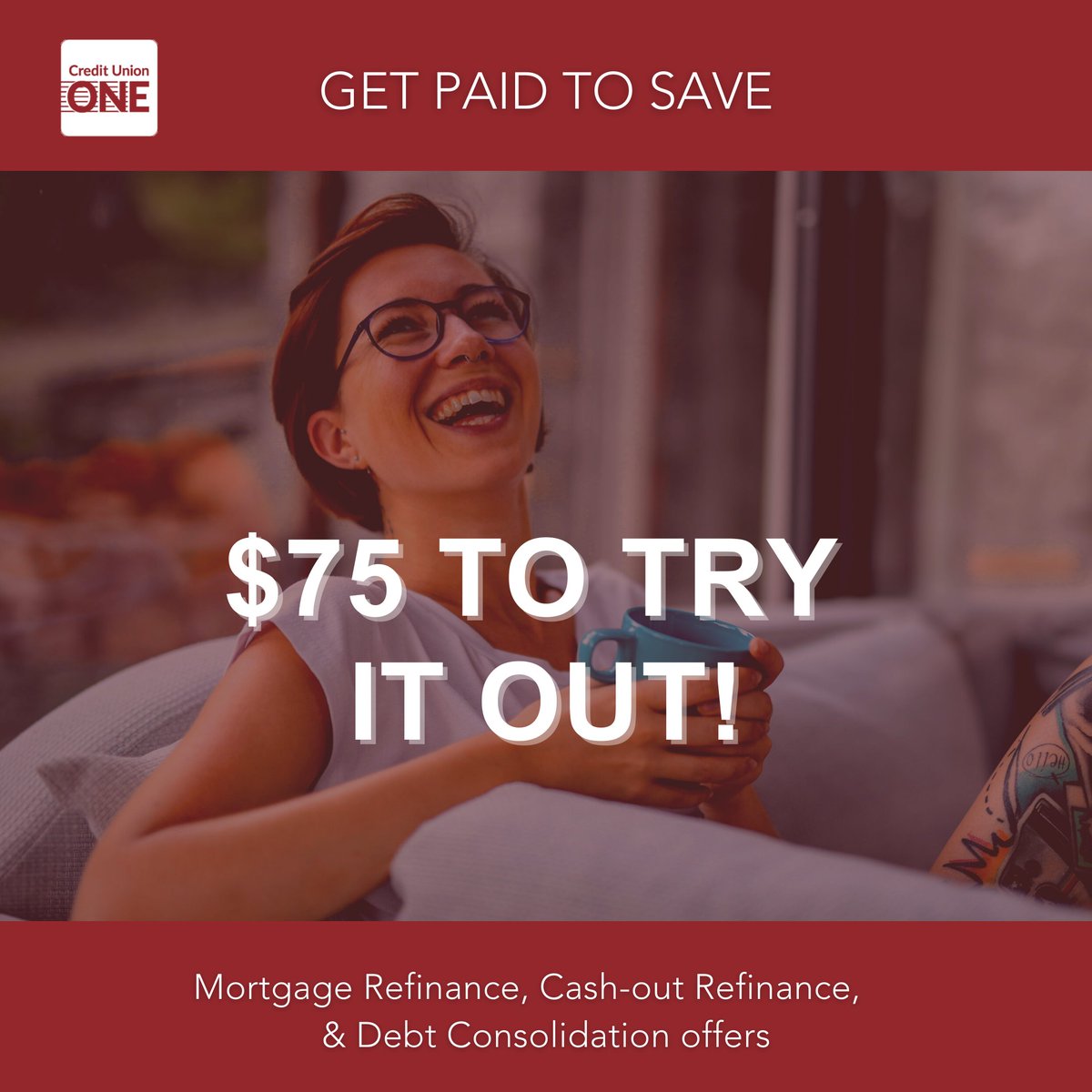 Want $75 just to see if you could save with Credit Union ONE? We'll pay you to meet with a mortgage lender today and learn how you could save on a mortgage refinance, cash-out refinance, or debt consolidation. Reach out to our financial experts at cuone.org/Borrow/Home-Lo…