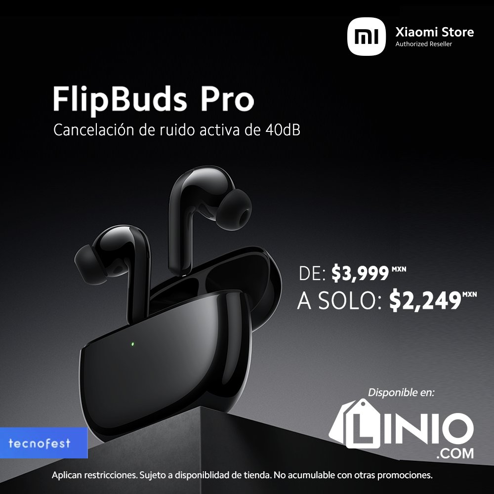 xiaomistoremex's tweet image. 💥 ¡OFERTA ESPECIAL! 💥 Adquiere aquí: 👉 bit.ly/3KcEoeq Los Xiaomi FlipBuds Pro en color Obsidian Black nuestra tienda de @LinioMexico a un increíble precio 😃 #FlipBudsPro #Xiaomi #Linio @XiaomiMexico