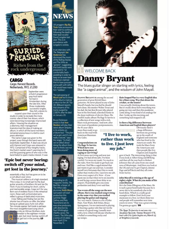 Thanks to Classic Rock Magazine for featuring me in their 'welcome back' section in the latest issue out now!