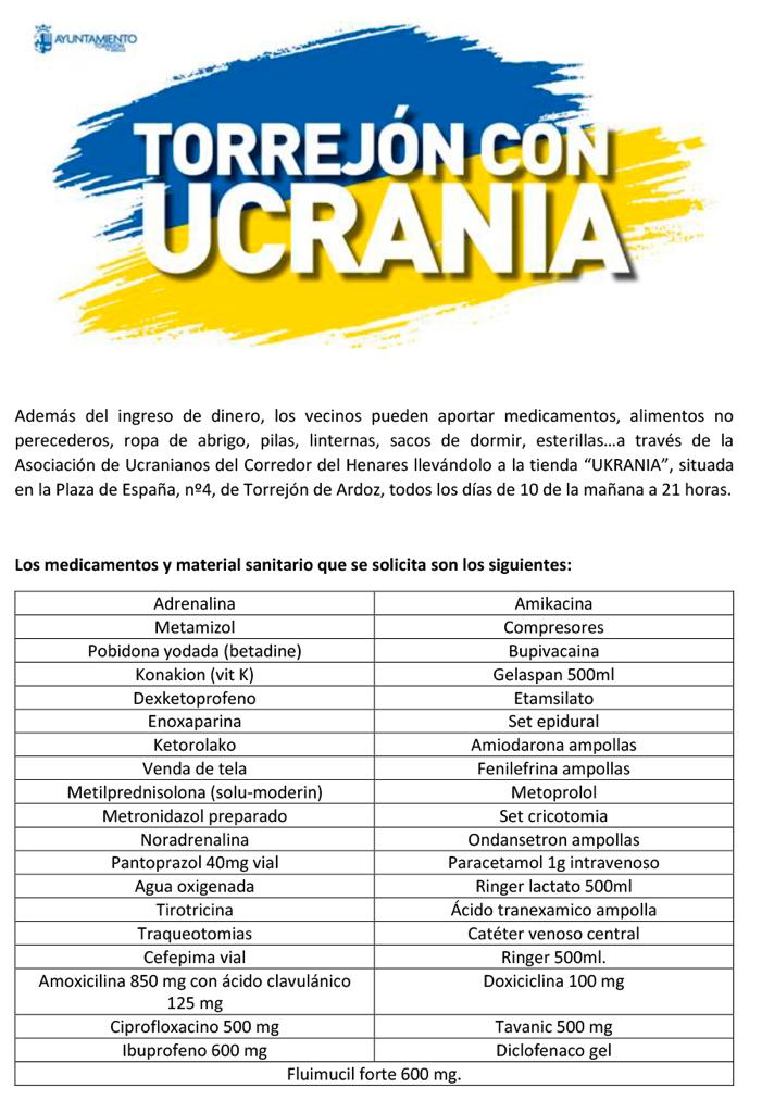 Cómo siempre #torrejondeardoz #Torrejon es #SolidaridadConUcrania si puedes ayudar, no lo dudes, muchas gracias.