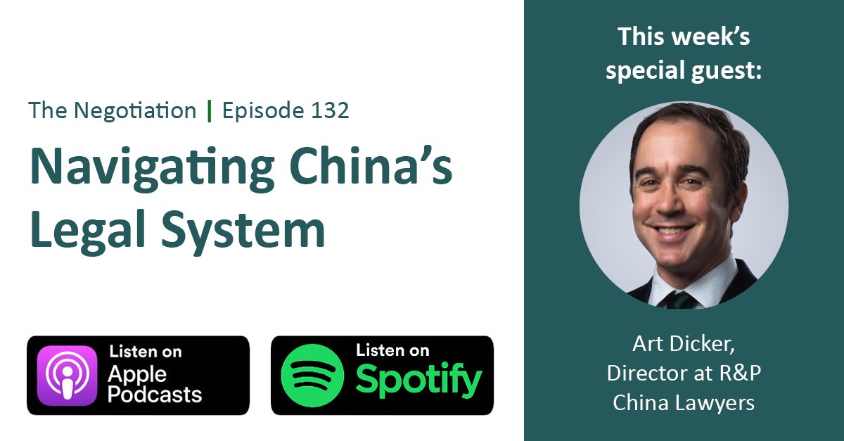 This week on The Negotiation, Art Dicker talks about navigating China's legal system - bringing his 14 years of experience of providing legal advice in China to the show.

Listen to the episode now:
🎧 Apple: apple.co/3HBMzPz
🎧 Spotify: spoti.fi/3pAtYgH