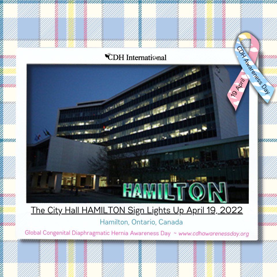 cherubs's tweet photo. The City Hall Hamilton Sign is lighting up for Congenital Diaphragmatic Hernia Awareness Day on April 19th!
https://t.co/sARK9McgVj
#cdhawareness # #CDHawarenessday #congenitaldiaphragmatichernia #raredisease #congenitalanomalies #cdhinternational #savethecherubs #HamOntSign https://t.co/ZM549zkaL7
