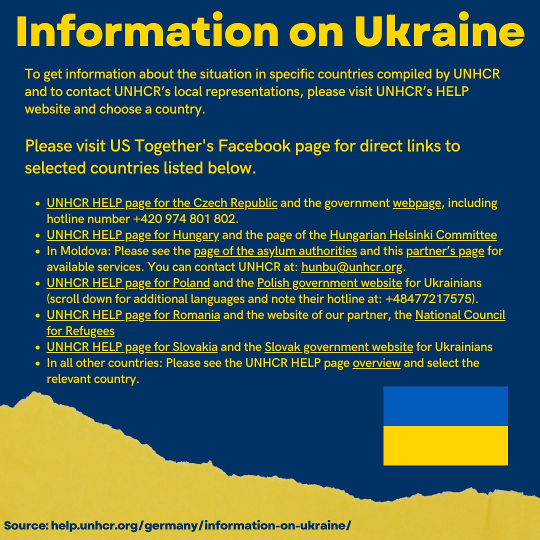 We encourage family and friends who are forced to flee Ukraine to register with the UNHCR (United Nations High Commissioner for Refugees) to receive refugee status in neighboring Ukrainian countries.