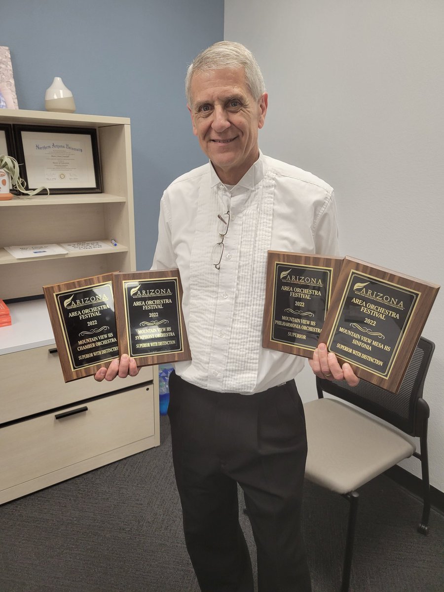 Dr. Temme with an armful of evidence that it's better to be a Toro than compete against one! Orchestra took it to the house this week in winning area festival awards. Toro orchestra kids are the best. And a shout out to orchestra teacher Bethaney Cross as well!