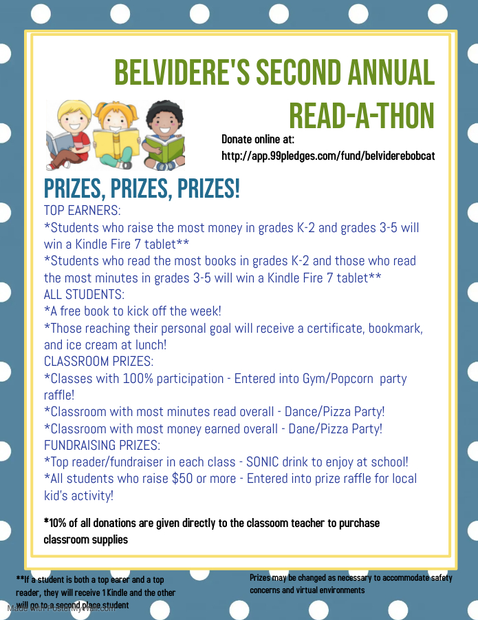 Just 2 more days left in Belvidere's 2nd Annual Read-A-Thon! Donate today at app.99pledges.com/fund/belvidere… #BobcatsBringIt #OurKids #WeAreGrandview