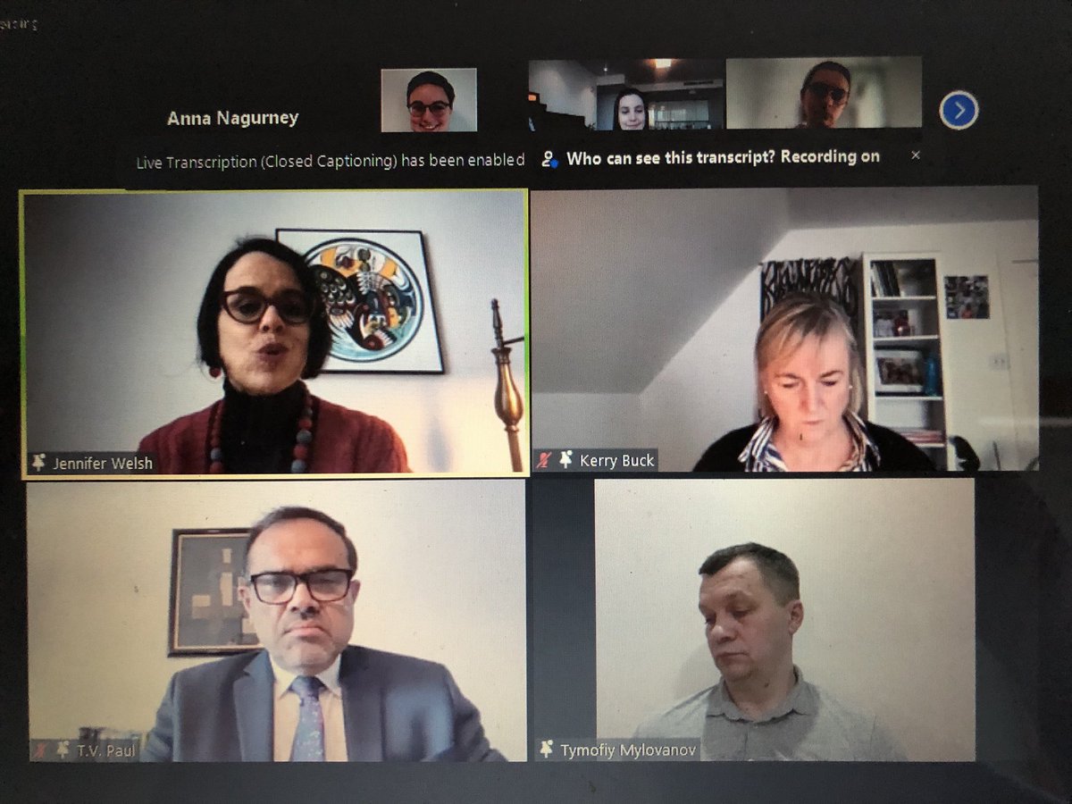 At a webinar now thanks to @mcgillu Max Bell School of Public Policy on the Russian invasion of Ukraine with an amazing panel. Proud of this Canadian university for bringing us together! @mylovanov, President @kyivschool, @tvpaul1, Ambassador @Kerry_Buck, Prof Jennifer Welsh.