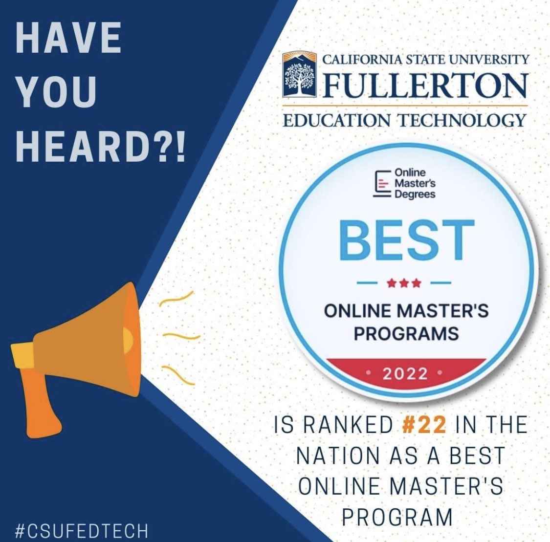 CSUF_EdTech's tweet photo. No time like the present to earn your MS in Ed Tech. https://t.co/UmHfrkqGAJ. #edtechtitan #edtech โฆ@csufโฉ #occue #cue22 https://t.co/WwsmQrm7uo