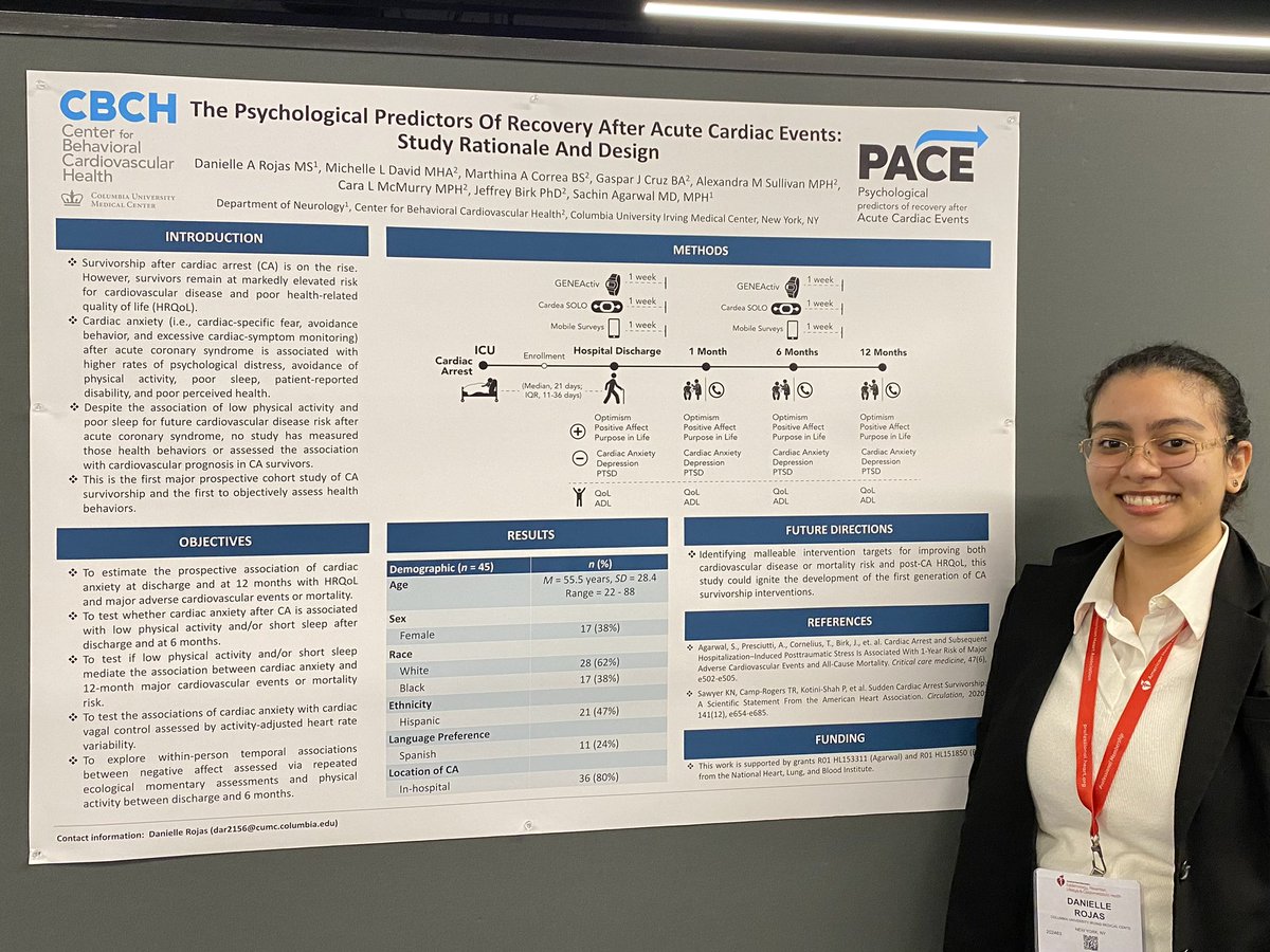 So proud of Danielle Rojas, my mentee, and research coordinator of our NHLBI funded study to understand survivorship after cardiac arrest by leveraging wearable technologies. She will be presenting her first ever poster at her first ever conference experience. #EPILifestyle22