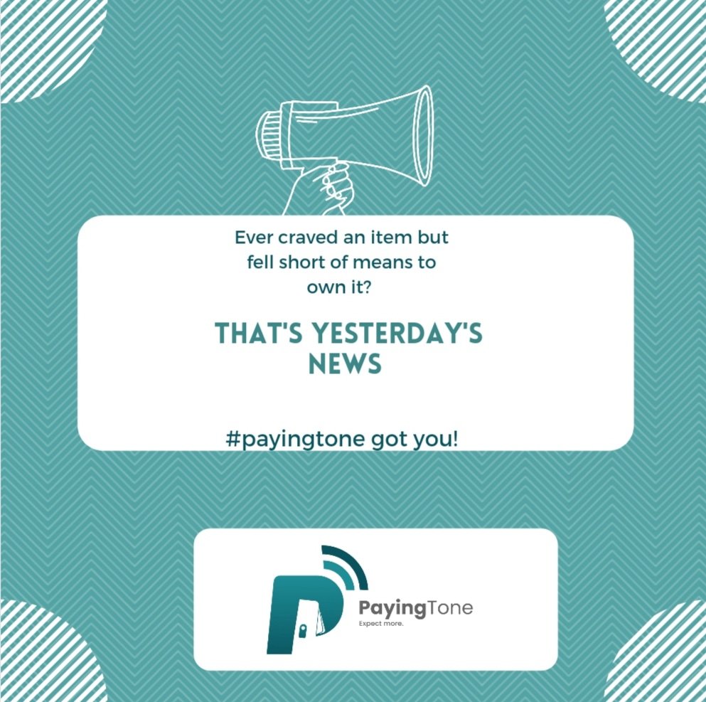 payingtone's tweet photo. At last, We are here! Get that item you've been dying to possess! The price is no longer an issue thanks to #payingtone teaming up with your favourite financial institution! Do you want to own it & pay later? This is how: https://t.co/E89tm2IdE5 https://t.co/eErfQHRcQh