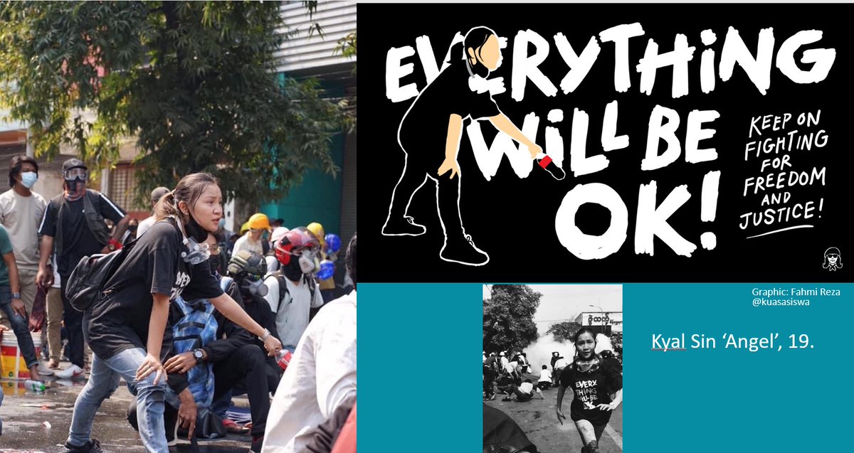 Remembering 'Angel' Kyal Sin today. 
Murdered by the junta one year ago while protesting their destruction of Myanmar's democracy.
She left details of her blood group, a contact number and the request to donate her body in the event of her death. 
#WhatsHappeningInMyanmar