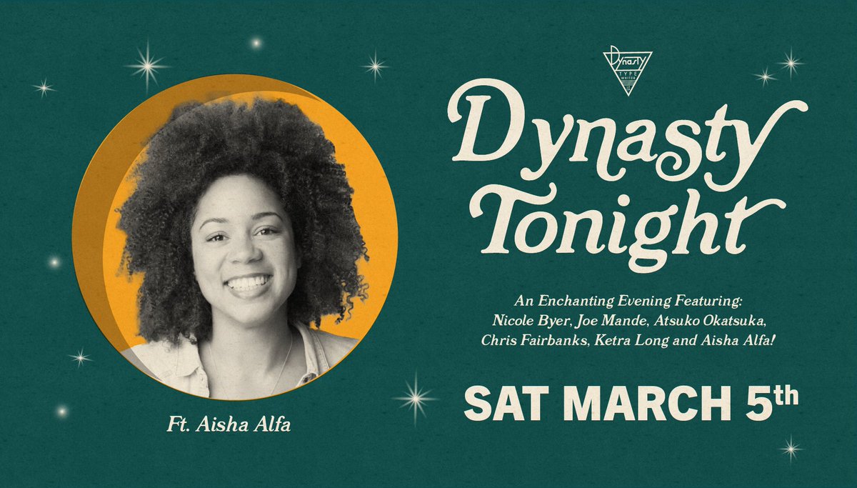🍿🌙 DYNASTY TONIGHT! SAT MARCH 5th! 7:30pm. With deluxe-darling 💕 @aishaalfa 💕 dynastytypewriter.com/events-calenda…