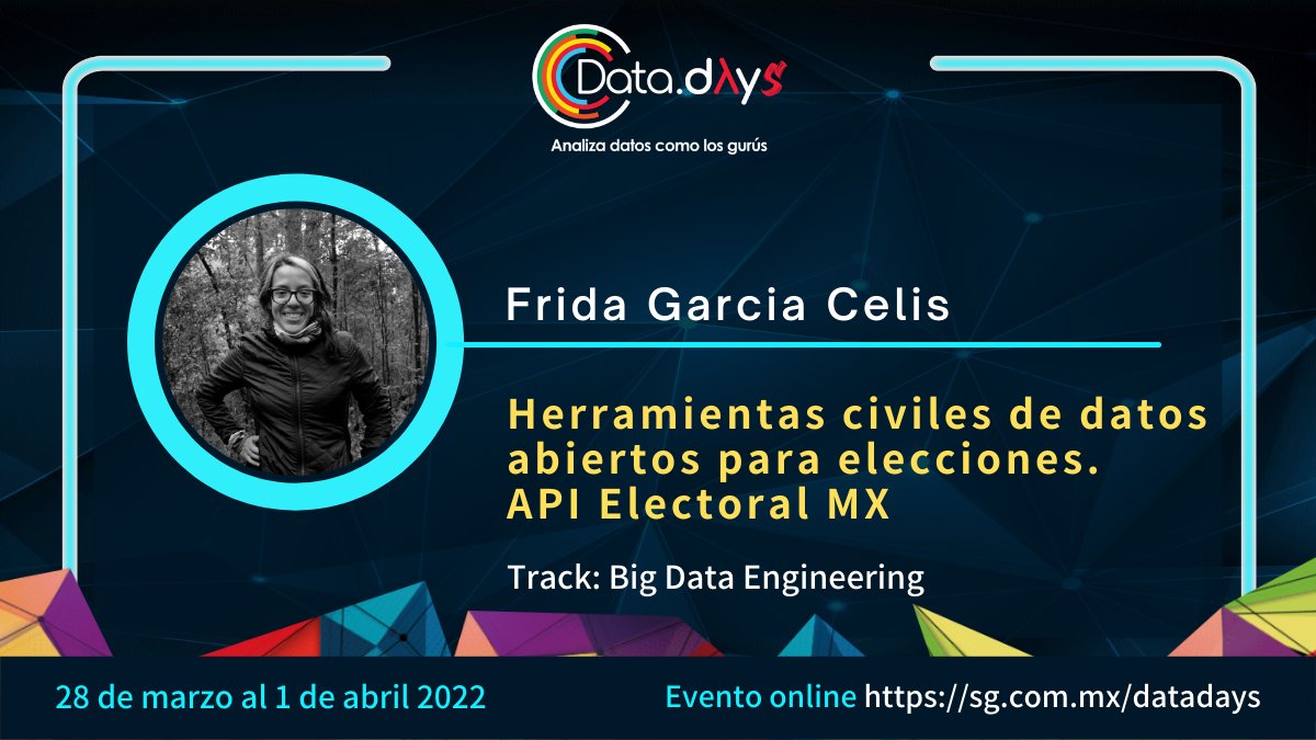 RevistaSG's tweet image. Frida Garcia Celis @fridagcelis nos hablará sobe los retos a los que se enfrentaron al crear la API Electoral, desde la búsqueda y recolección de datos hasta la homologación.
🗳 Conoce más de esta charla y otras del track de #BigDataEngineering
sg.com.mx/datadays/agenda