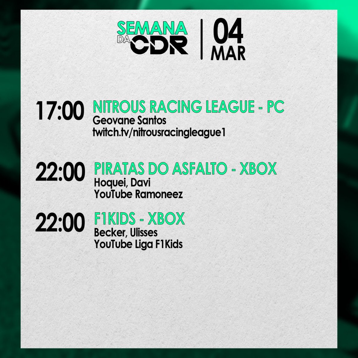 CDRGaming's tweet photo. Fim de carnaval e atividades retomando!
Confira onde terá CDR até o domingão!
#GoCDR #PraCimaCDR https://t.co/P0Q86qs1UE