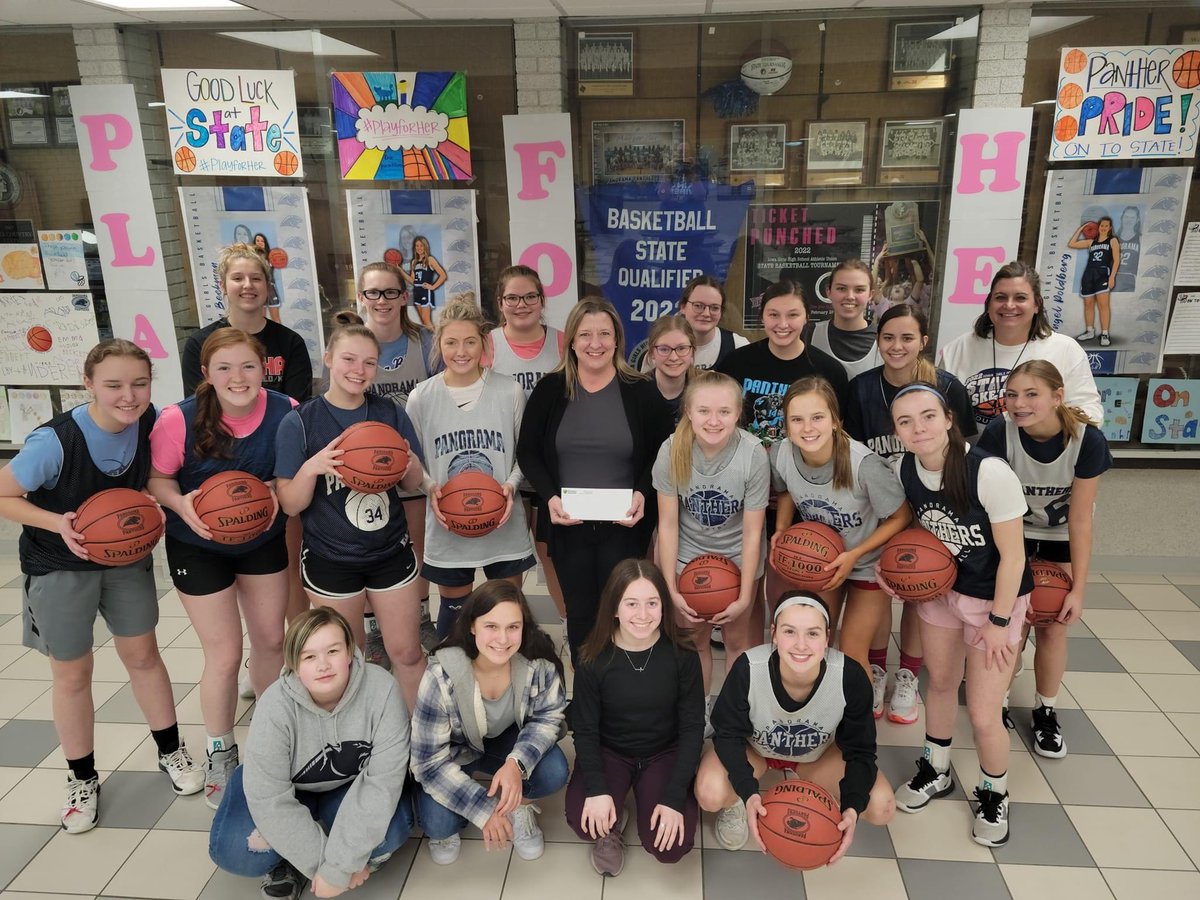 yalebankiowa's tweet photo. Congratulations to the Panorama High School basketball players, coaches and cheerleaders for earning a spot in the girls' state basketball tournament! @PanoramaPride #playforher https://t.co/noliCavEIo