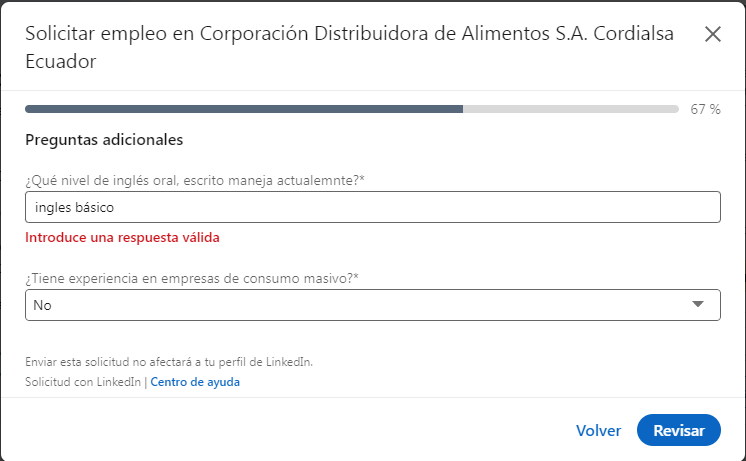 Quise postular a una vacante al cual me siento preparado, sin embargo pasando el primer filtro en #Linkedin no deja por el error de respuesta <a href="/Cordialsausa/">Cordialsa USA</a> #cordialsaec #Cordialsa #FallosEmpleos bit.ly/3IHF0Z4 Sera que lo pueden corregir. Ojalá espero que alguien mire.