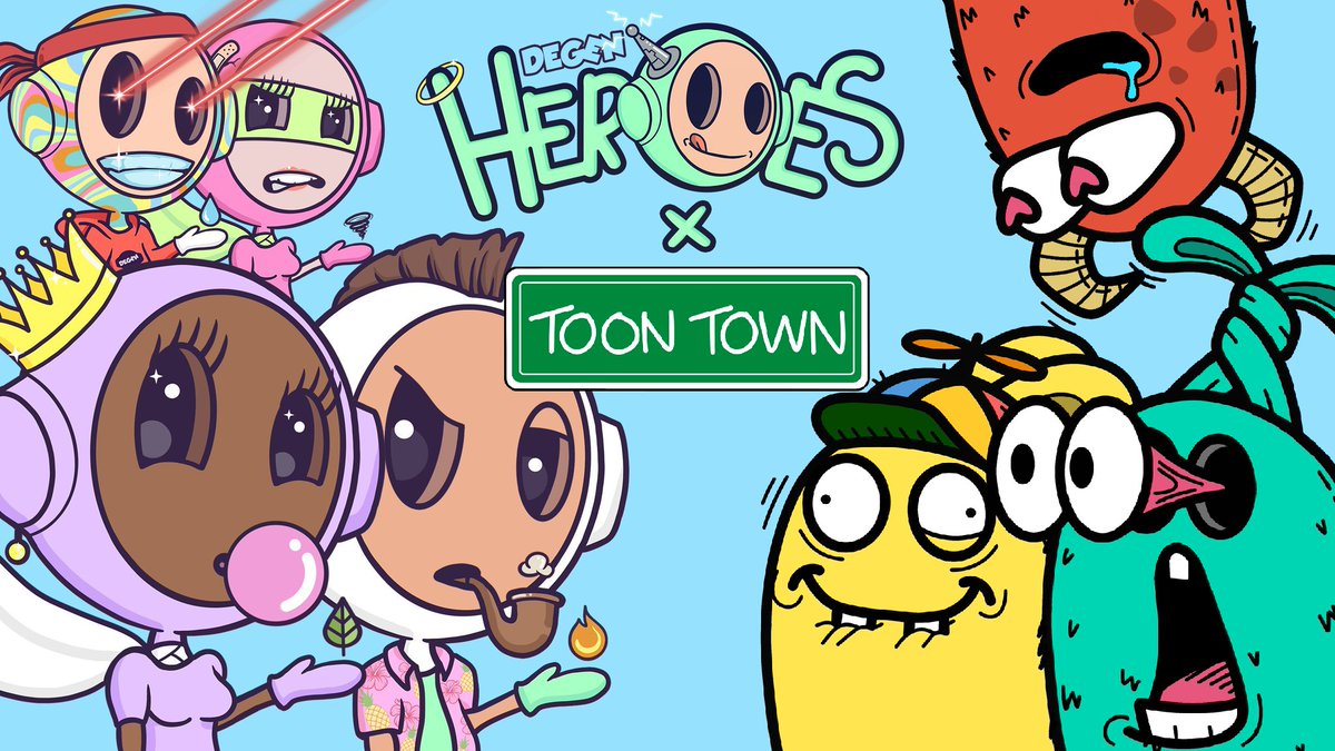 ToonTownNFT's tweet photo. Degen Heroes X ToonTown 👀

5 WL from Degen Heroes
5 WL from ToonTown

1️⃣ Follow @DegenHeroesNFT &amp; @ToonTownNFT
2️⃣ Like &amp; RT
3️⃣ Tag 3 friends

🍃🌪🔥💧
Winners will be announced in 24hours. Good luck!
#NFTGiveaway https://t.co/o3mfmyilma