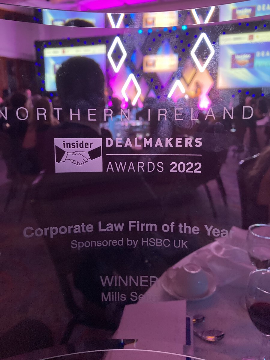mills_selig's tweet photo. It’s official!! @Mills_Selig has picked up @InsiderIreland #DealMakers2022 Corporate Law Firm of the Year!!!!  🎉🙌

#NIDeals #YourLegalTeam #Corporate https://t.co/7S53BzPVVw