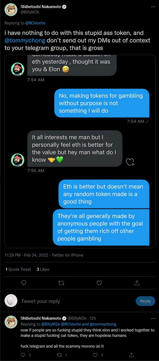 RChlorite's tweet photo. Remember that the person who handles Tommy Chong social media is trying to scam people into a token by making up @elonmusk and @BillyM2k are part of it. https://t.co/RGET0G2LzM https://t.co/gaU83A0mXZ