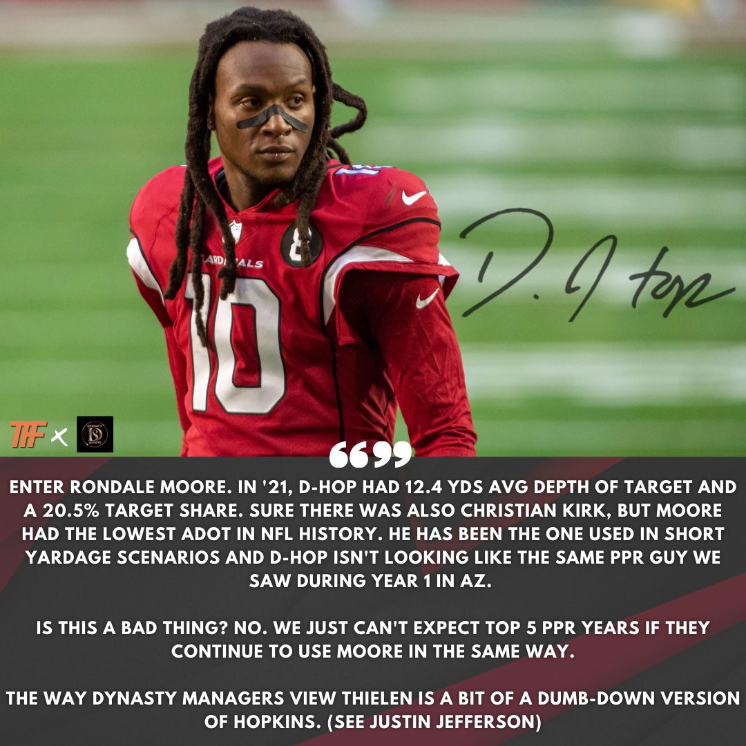 TFFPhilip's tweet image. What are you doing with D-Hop in dynasty? #nfl #fantasyfootball #nuk #deandrehopkins #cardinals #kylermurray