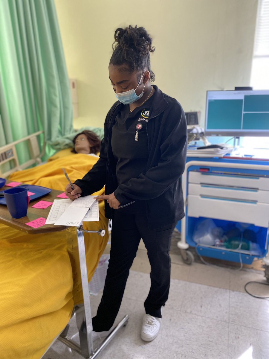 CteJd's tweet photo. Internship students calculating their patients’ intake and output #handsonlearning #cte #healthscience https://t.co/ahNZQyOaaJ