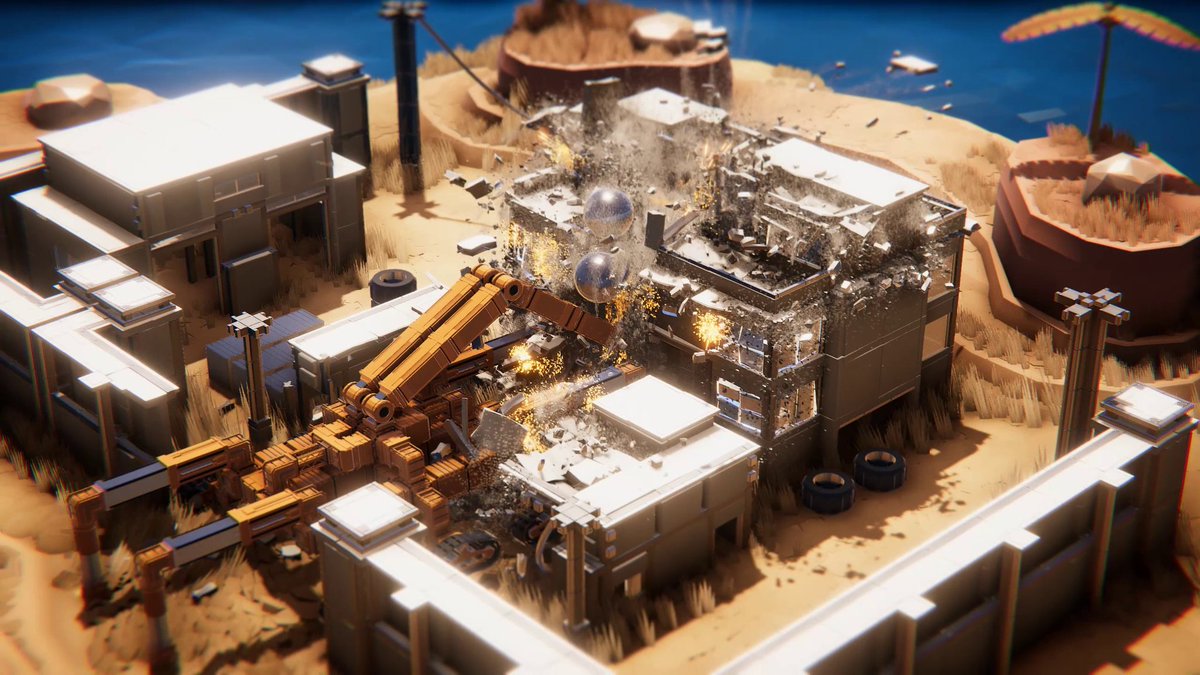 indie_league's tweet photo. It's #IndieSpotlightThursday! Growing up we used to love all the mayhem in Blast Corps on the n64, so we were stoked to see #InstrumentsOfDestruction a #sandbox vehicle building, advanced physics destructionfest by @radiangames! #IndieGame #IndieDev #PhysicsGame #DemolitionGame https://t.co/ED3aD6MQSZ