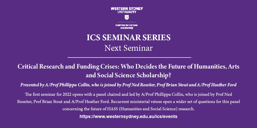 westsyduics's tweet image. We are delighted to announce the ICS Seminar Series for Semester One 2022 will begin on Thursday 10 March! You will find the full details of the first seminar here: bit.ly/2yV1mqW

All welcome, we hope to see you there!