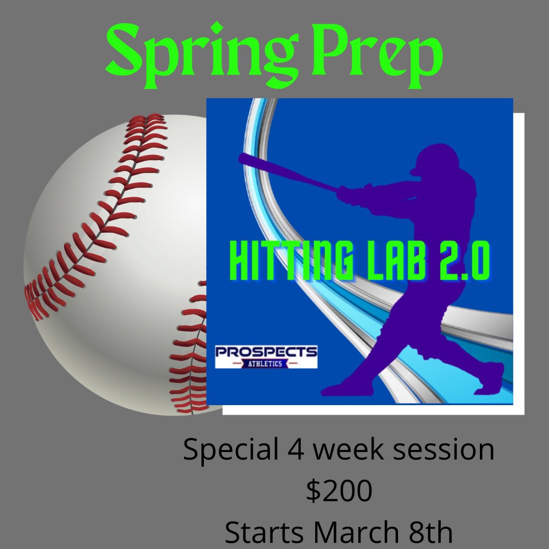 LabHitting's tweet image. Come get your body and swing right leading into Opening Day! Spring Prep session begins 3/8. #timetowork #getinthelab 

Link: prospectsathletics.com/tsm-programs/p…