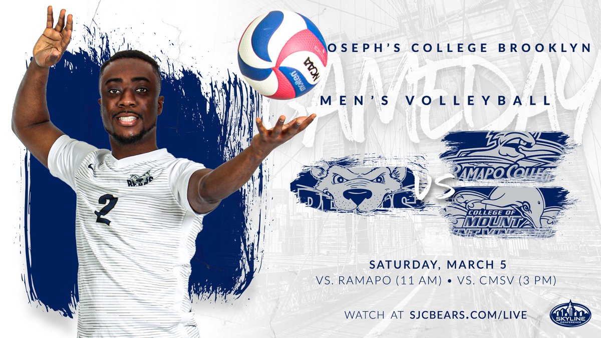SJBKAthletics's tweet photo. MVB (Gameday) | Bears host #SkylineMVB foes Ramapo and Mount Saint Vincent in a home tri-match

🆚 @RCNJAthletics (11 am)
🆚 @CMSVathletics (3 pm)
📍 @TheHillCenter 
📺📊 https://t.co/9LI9Cjct9n

#BearWitnessSJC #SJCNY #d3vb https://t.co/xRt3isWdx1