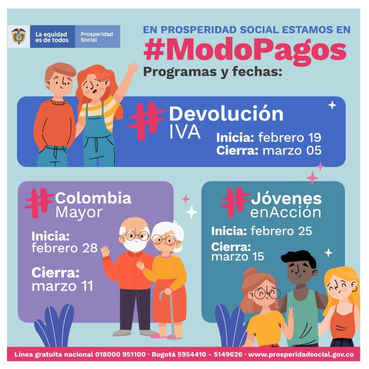 En Prosperidad Social estamos en #ModoPagos. 
¡Agéndate! Este es el cronograma de las entregas de incentivos que van hasta este mes de marzo.