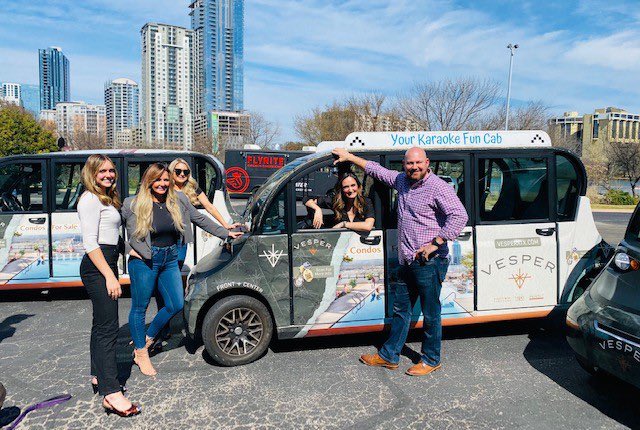 AHBMKTG's tweet photo. We had so much fun working with Pearlstone Partners &amp; Prospect Real Estate on getting these EVs wrapped for #SXSW2022! We helped produce custom-branded wraps for their new condo project in the Rainey Street District: Vesper. #weknowaustin #vesperatx #sxsw https://t.co/uUFQ8QxwgB