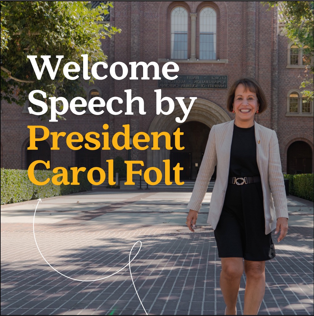 We're thrilled to have @PresidentFolt begin our 2022 USC OWN IT Summit this Sunday with a welcome speech. Come join us and buy your tickets now: 2022uscownit.eventbrite.com

#usc #uscownit #2022USCOWNIT #welcome #presidentfolt #trojans #trojanfamily #fighton #usctrojans #carolfolt