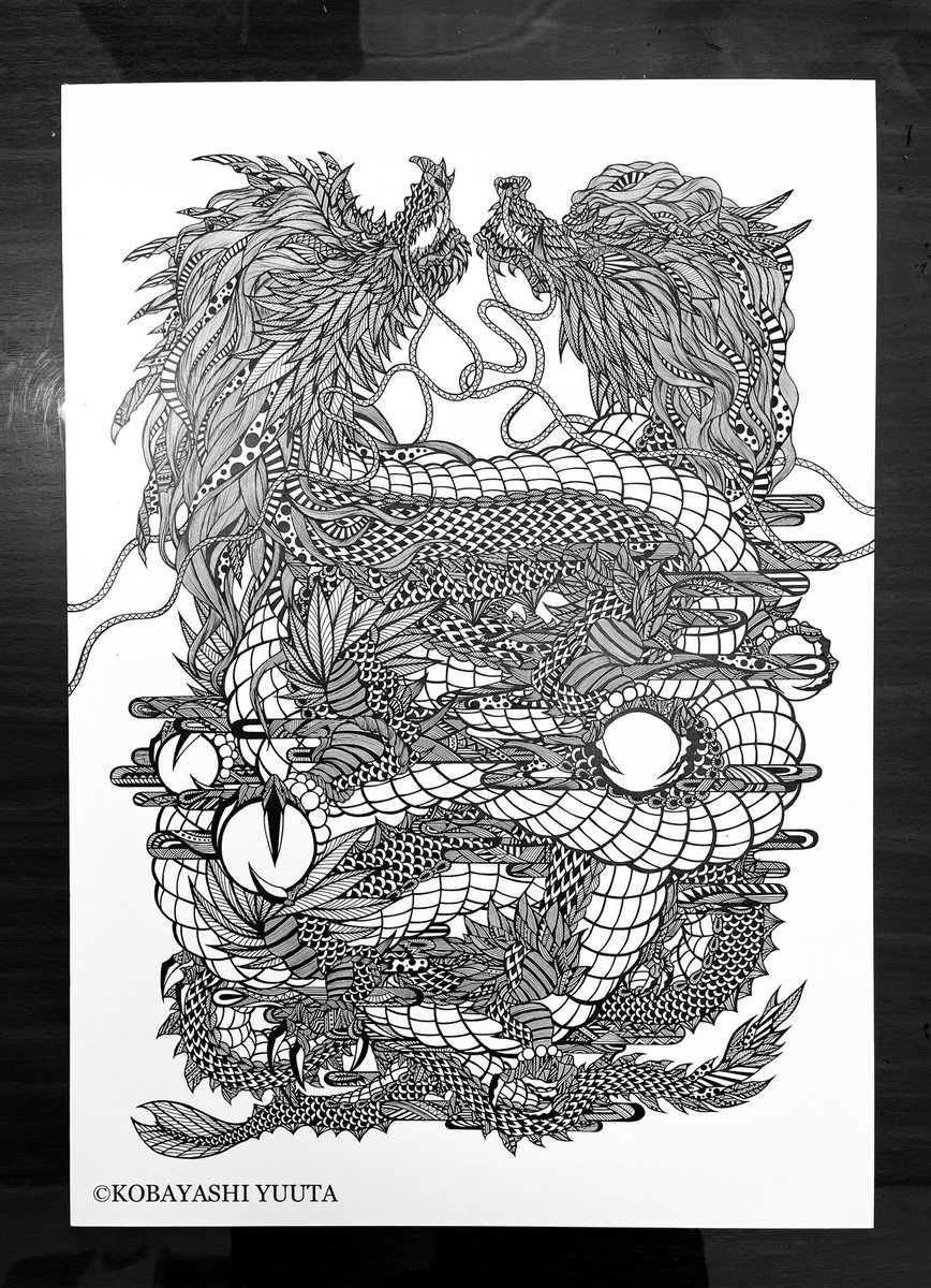 線画は完成。
明日から着色して完成っす🐉

#龍
#絵描きさんと繋がりたい 
 #アナログ画 #精密画 #絵 #ペン画
#dragon #drawing #artwork #art #picture 