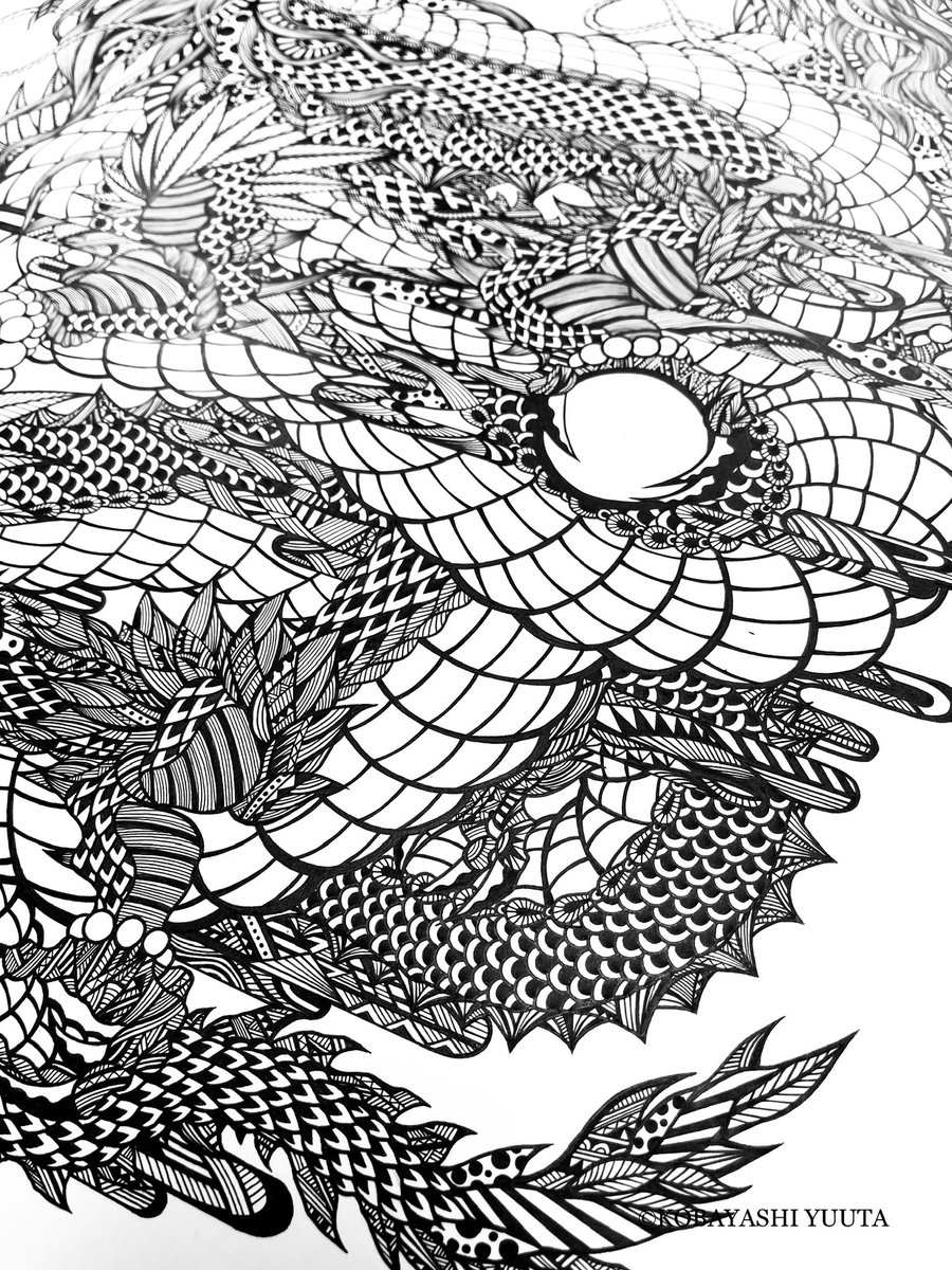 線画は完成。
明日から着色して完成っす🐉

#龍
#絵描きさんと繋がりたい 
 #アナログ画 #精密画 #絵 #ペン画
#dragon #drawing #artwork #art #picture 