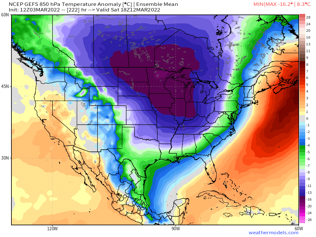 lucky13wxman's tweet photo. Enjoy the near-record highs through this weekend, because long-range ensembles forecast models are hinting at a cool down starting NEXT weekend (3/12/22). We'll keep an eye on it!
#WinterIsntOver
#SpringOfDeception
#TNWX https://t.co/wENW6qNWQF