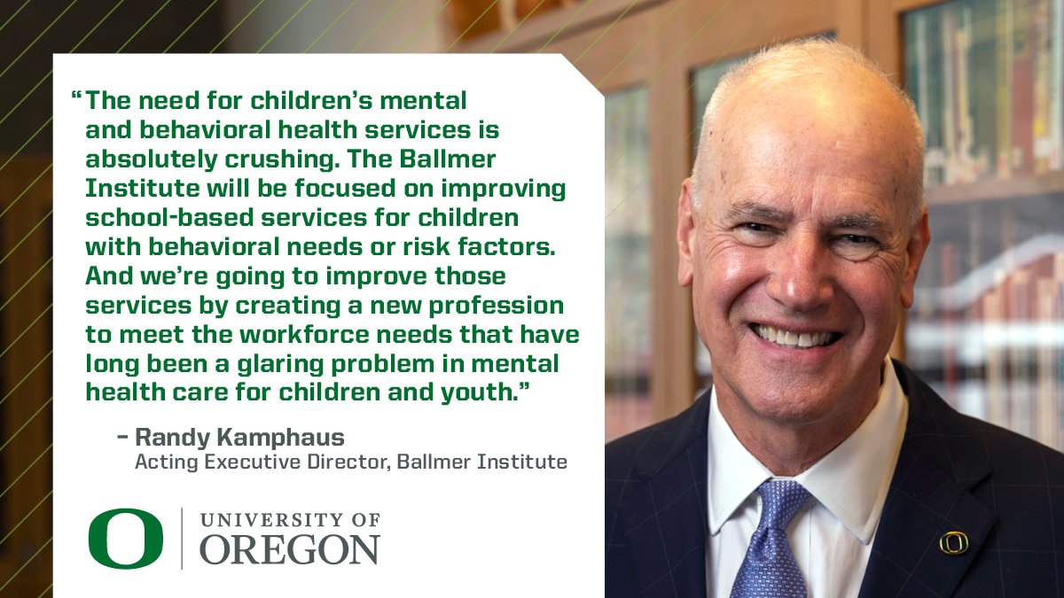Randy Kamphaus (<a href="/RKamphaus/">Randy Kamphaus</a>), acting executive director of The Ballmer Institute for Children’s Behavioral Health at the University of Oregon, explains how the institute will positively impact children. Learn more: fal.cn/3mEFf #UOregon4Children