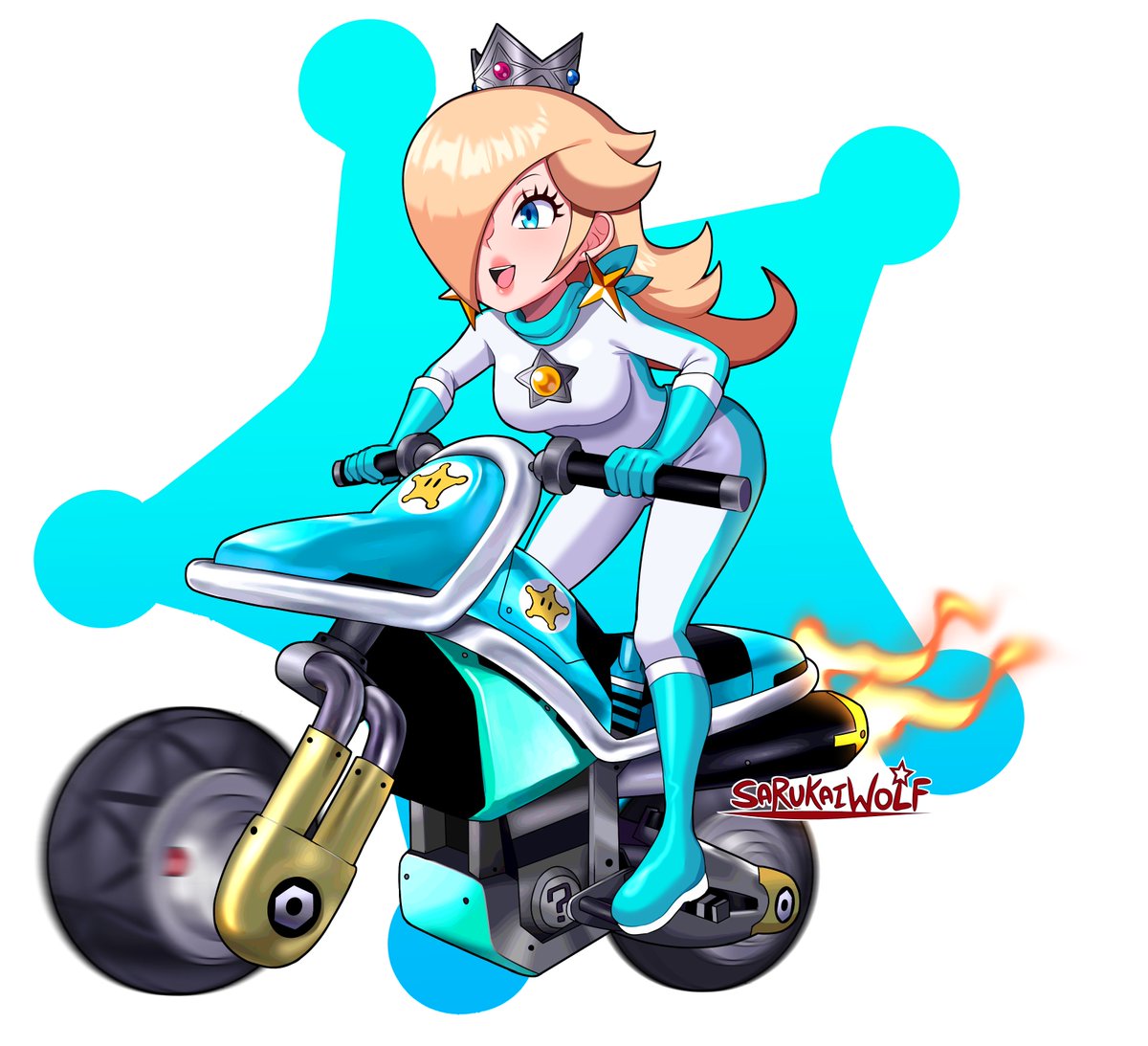 Drew Rosalina in her biker suit for this collab! 